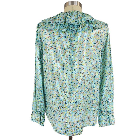 J.Crew Floral Ruffle Top Longsleeve Button Up S Cottagecore Preppy Coquette - Picture 4 of 11